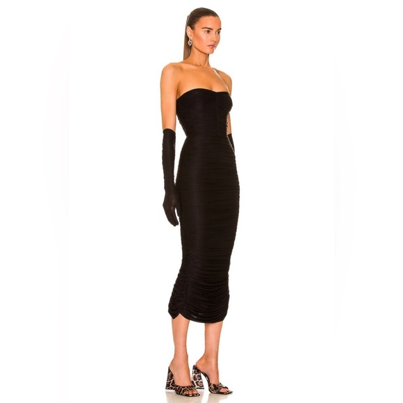 Parton Ruched Strapless Dress With Gloves - Picture 2 of 10